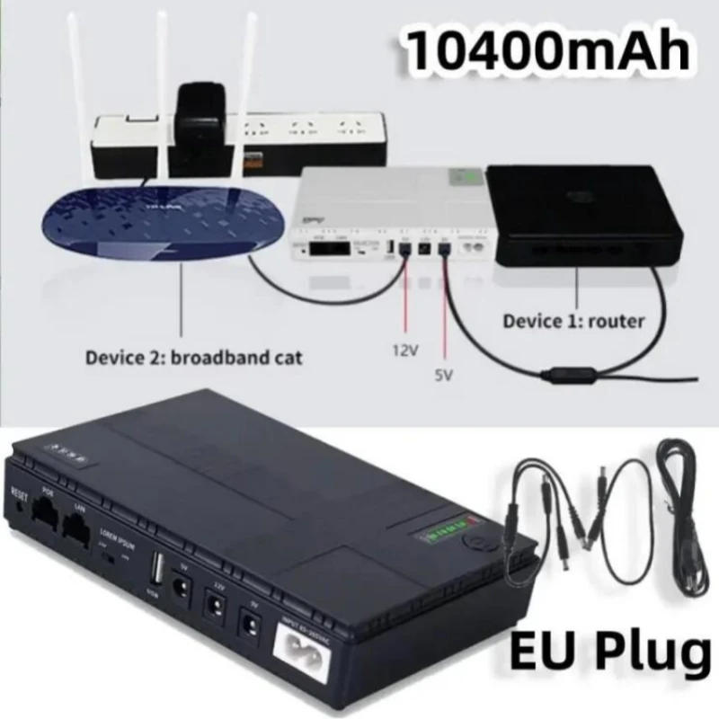 Description Picture 2 of itemDC Power Adapter Uninterruptible Power Supply 10400mAh 5V 9V 12V UPS Router Optical Cat Built-in Adapter Backup Power Supply Eu