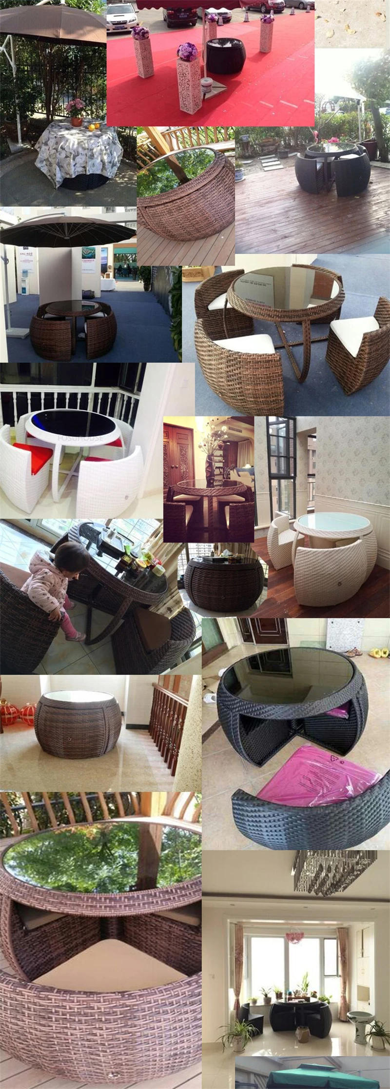 Description Picture 3 of itemNordic Leisure Outdoor Garden and Terrace Set Rattan Garden Furniture Sets Creative Round Balcony Table and Chair Five-piece Set