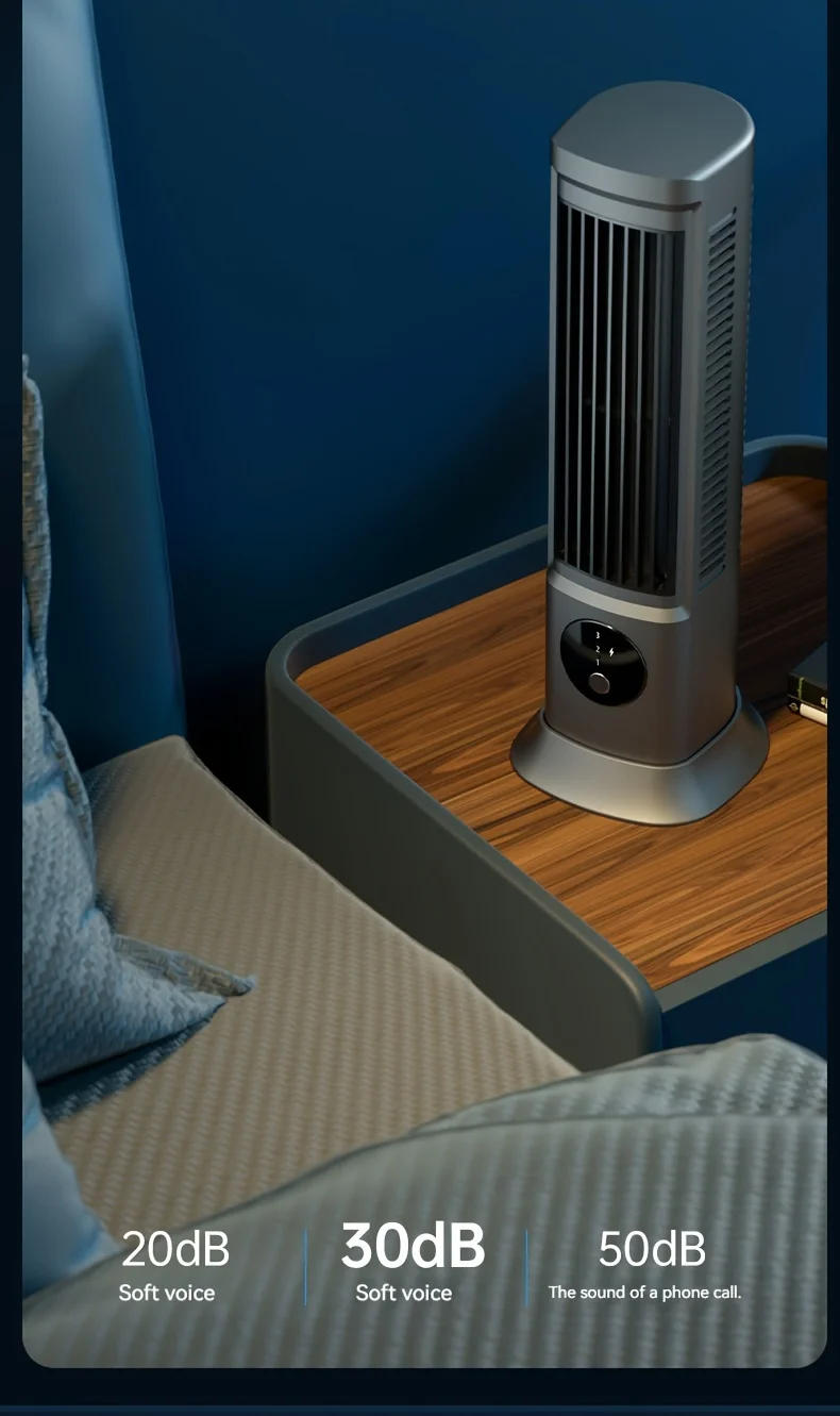 Description Picture 5 of itemBladeless Fan Desktop Tower Fan Portable Rechargeable Air Humidifier Circulation Fan Portable Air Conditioner Strong Wind fans