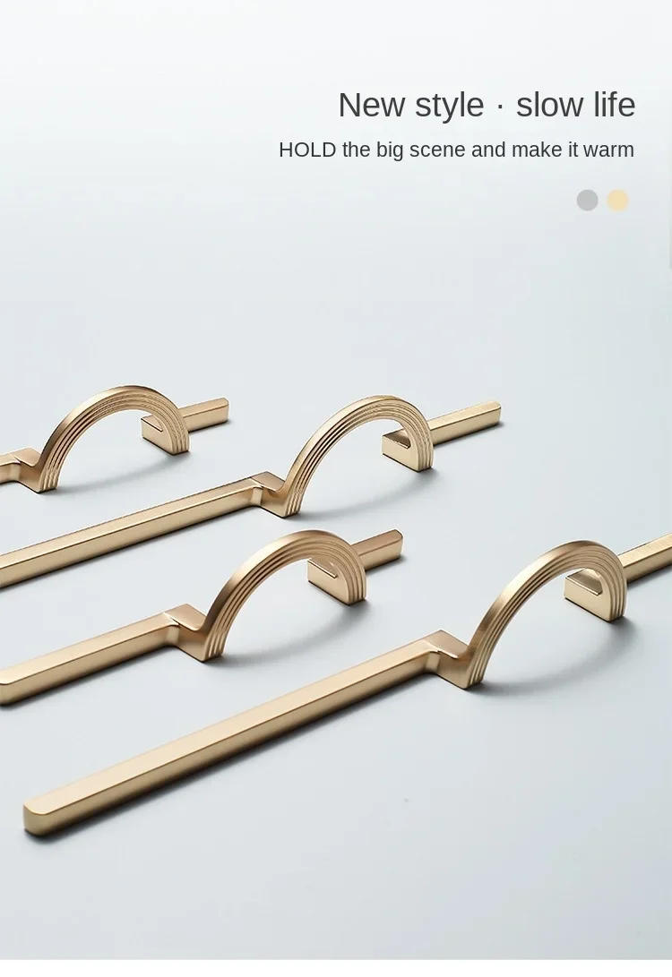 Description Picture 2 of itemGray/Gold Drawer Kitchen Cabinet Handle Door Pull Knob Modern Dresser Pull Handles Zinc Alloy  Furniture Hardware w/Screw