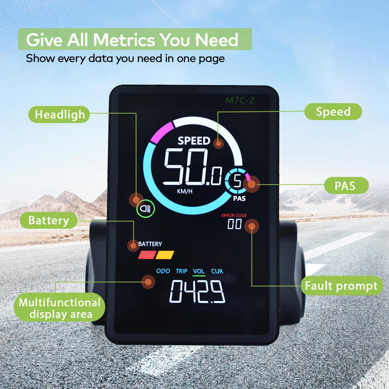 Description Picture 4 of itemM7C-2 LED electric bike Display Cycling Speed Odometer Battery Indicators Fault reminder wired USB Digital ebike accessories