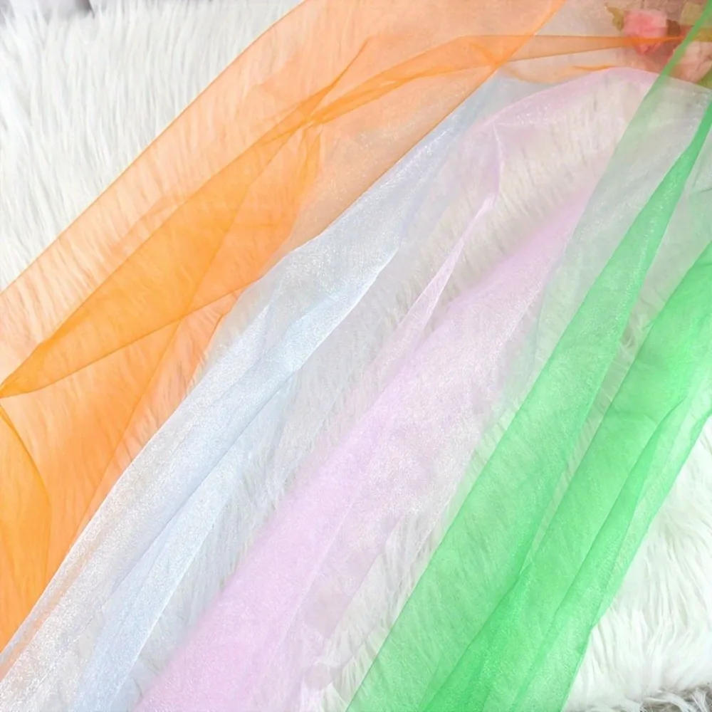 Description Picture 4 of item5m*48cm Transparent Crystal Organza Fabric Tulle Roll For Home Gift Packaging Wedding Ceremony Aisle Chair Decoration DIY Crafts