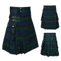 High Waist Skirt For Women Cute H Men'S Fashion Scottish Style Plaid Contrast Color Pocket Pleated Skirt Green Casual Dress