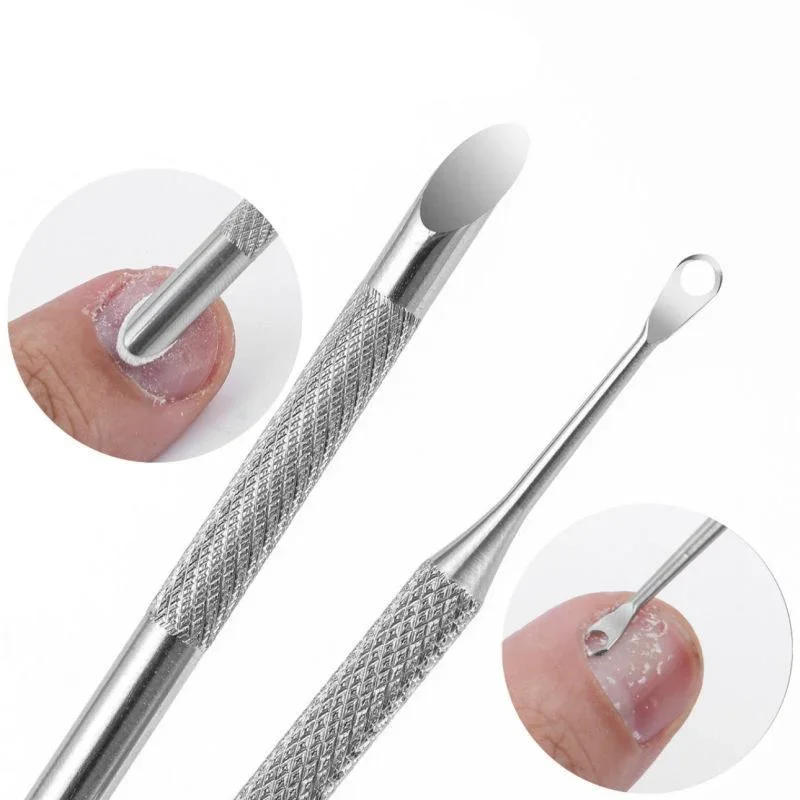 Description Picture 4 of itemStainless Steel Remover Dead Skin Nail Tools Circle Beveled Head Cuticle Pushers Remover Manicure Grinding File Nail Arts