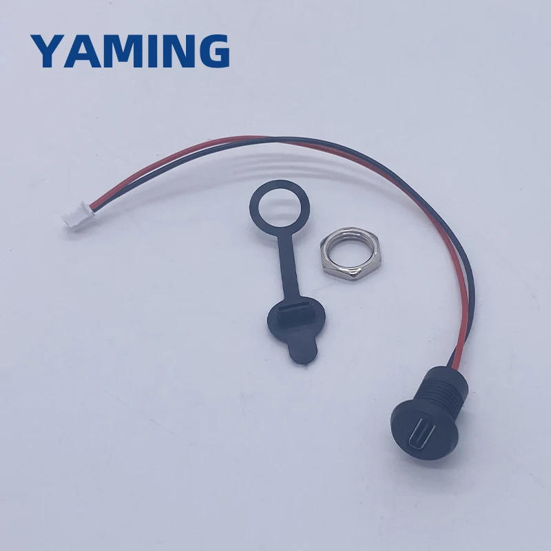 Description Picture 6 of itemTYPE-C USB Connector 2/4 Pins With 15cm Wire Waterproof Female Seat With PH2.0 Terminal Nut Lock Plate