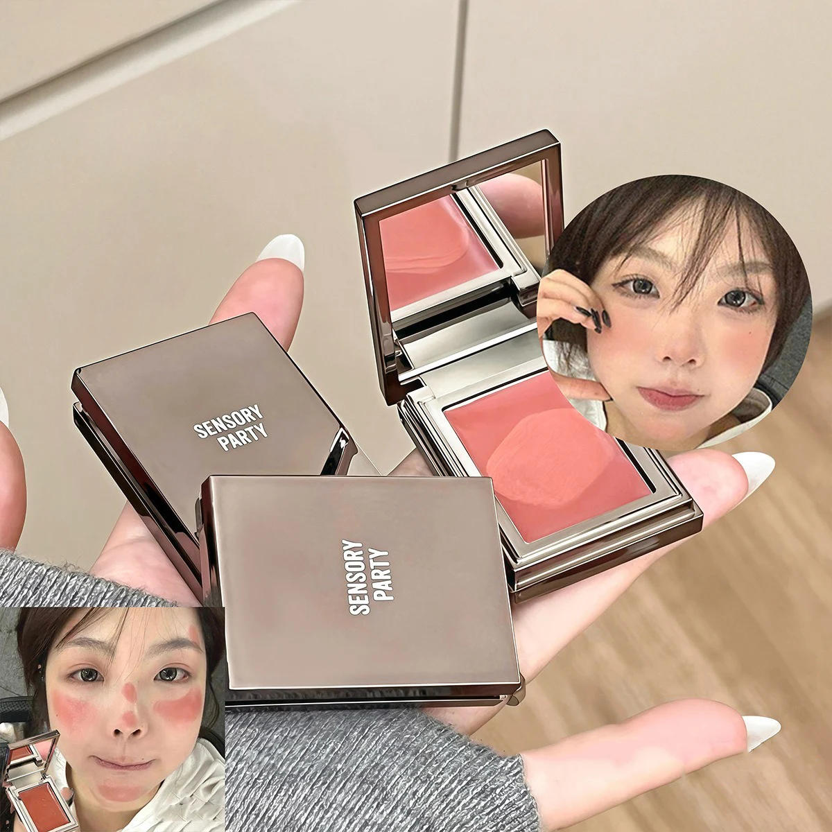 Description Picture 2 of itemGirl Blush Single Color Matte Makeup Eyeshadow Palette Cheek Contour Lip Tint Multi-purpose Cream 3 in 1 Makeup Rouge Cosmetics