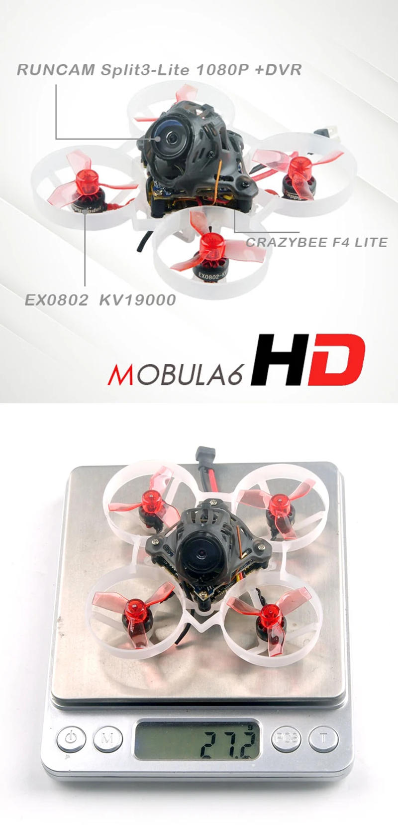 Description Picture 3 of itemHappymodel Mobula6 Mobula 6 1S 65mm Brushless Tinywhoop 4in1 Crazybee F4 Lite Flight Controller FC SE0802 Motor For RC FPV Drone