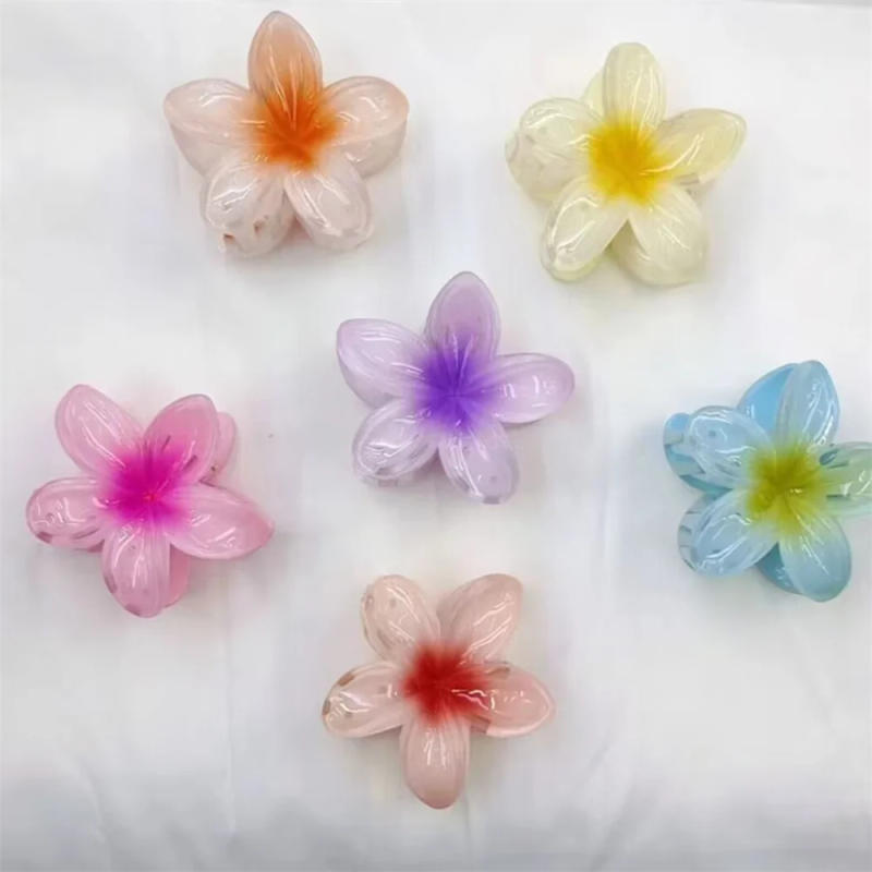 Description Picture 3 of item1/3/5PCS Summer Gradient Flower Acrylic Hair Clip For Women Sweet Ponytail Hair Claw Shark Hairpin Barrettes Hair