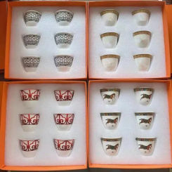 6 pcs/set Luxury Ceramic Arabic Teacup Espresso Coffee Cups Tea Milk Drinking Mug For Home Kitchen With Original Logo Gift Box