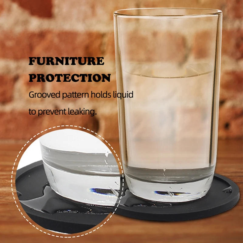 Description Picture 6 of item6PCS/Set Silicone Drinking Coasters Drink Coffee Cup Round Cup Mat With Holder Stand Jar Gripper Pads Tableware Accessories