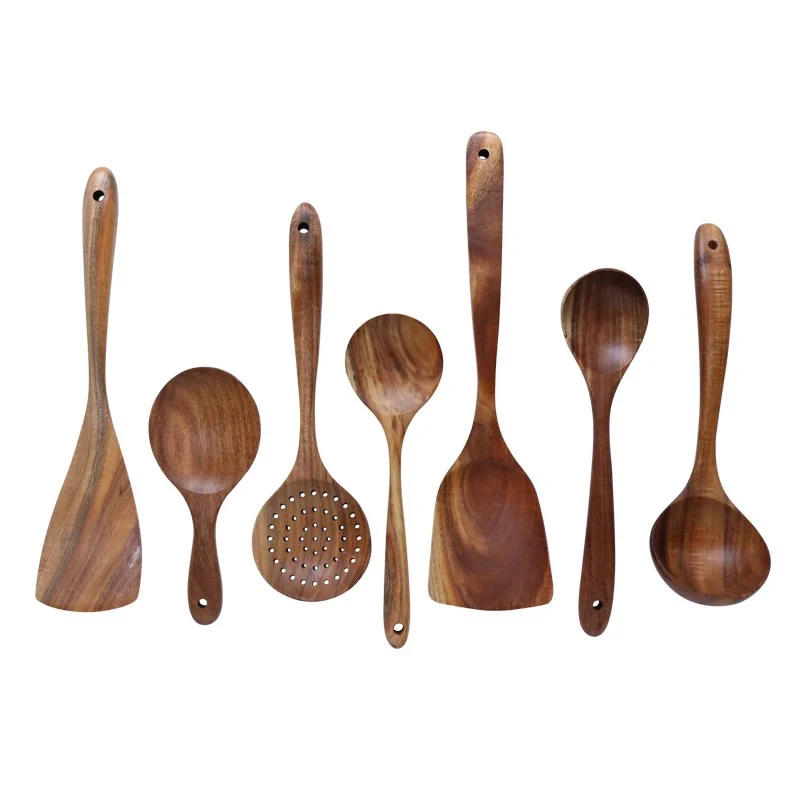 Description Picture 4 of itemKitchen Utensils Set Thailand Teak Wood Tableware Set Spoon Ladle Rice Colander Soup Skimmer Kitchenware Cooking Tools