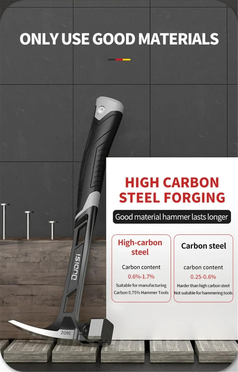 Description Picture 4 of itemMultifunction Magnetic Claw Hammer for Woodworking Non-slip Shockproof Steel Hammer Hand Tool Automatic Nail Suction Hammer