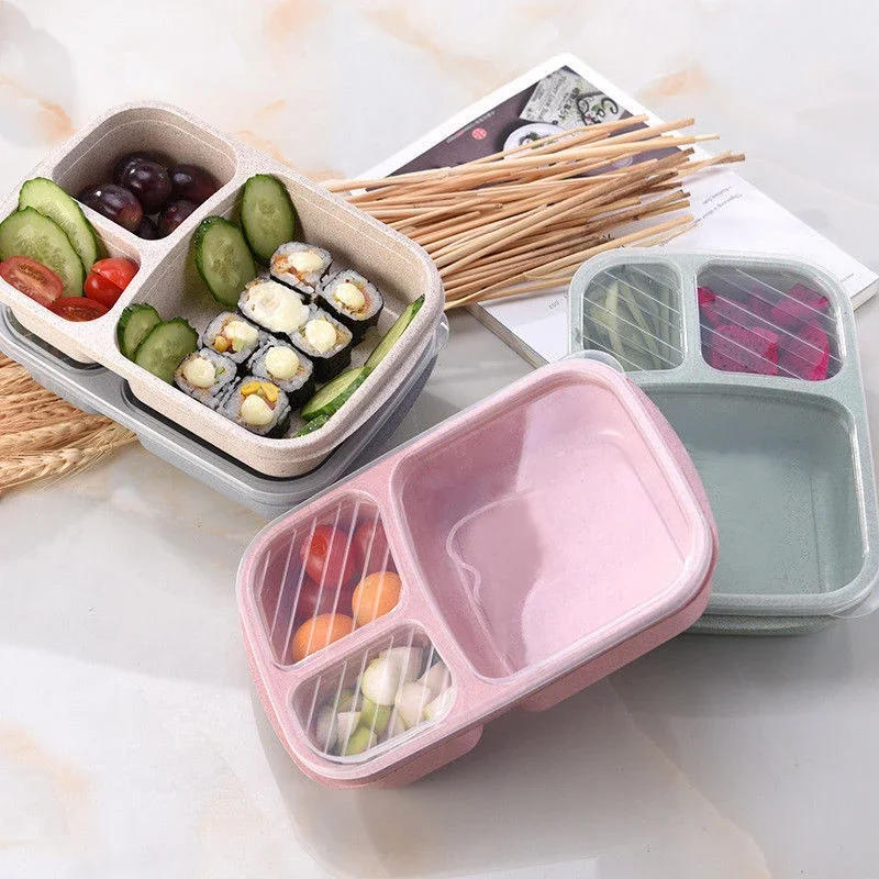 Description Picture 5 of itemLeak Proof Lunch Box 3 Compartment Lunch Box with Lid Healthy Material Portable Fruit Food Storage Container Kids Lunch Box