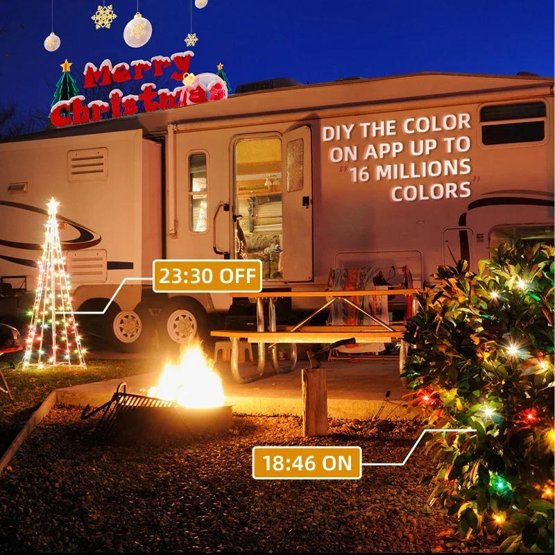 Description Picture 2 of itemLED Multicolor Fairy String Lights, 10m 100leds 5V Addressable Waterproof Curtain Lights, Christmas Lights Remote & Bluetooth