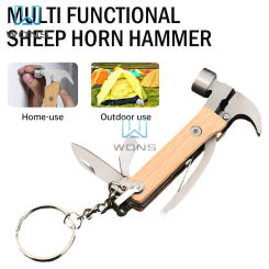 10 in 1 Ax Hammer Multi Tool Mini Multipurpose Stainless Steel Tool with Beechwood Handle Multi-Function Household Emergency