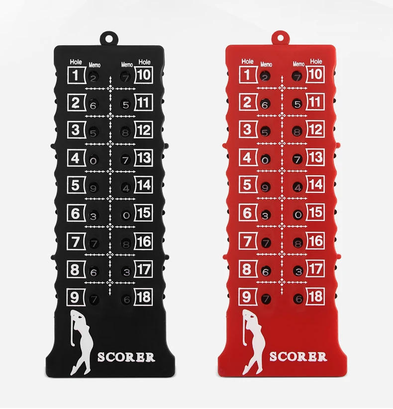 Description Picture 3 of itemPGM 1pcs Golf Scorer Square 18 Hole Golf Supplies Accessories Black Red Random Color 15.5x6cm JFQ002