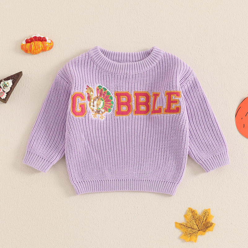 Description Picture 6 of itemMISOWMNJOY Autumn Winter Baby Sweater New Children Knitted Clothes Jumpers Long Sleeve Embroidery Letters Thanksgiving Clothing