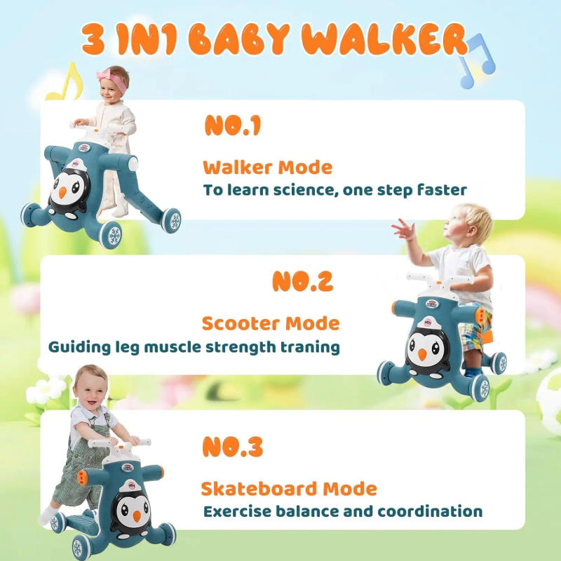 Description Picture 6 of itemBaby Walker First Step 3 in 1 Sit-to-Stand Learning Walker Multifunctional Baby Push Along Walker Kids Activity Center