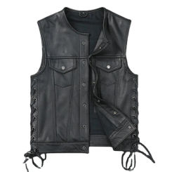 Thin Soft Cowhide Genuine Leather Vest for Men Sleeveless Jacket V-Neck Motorcycle Biker Waistcoat Riding
