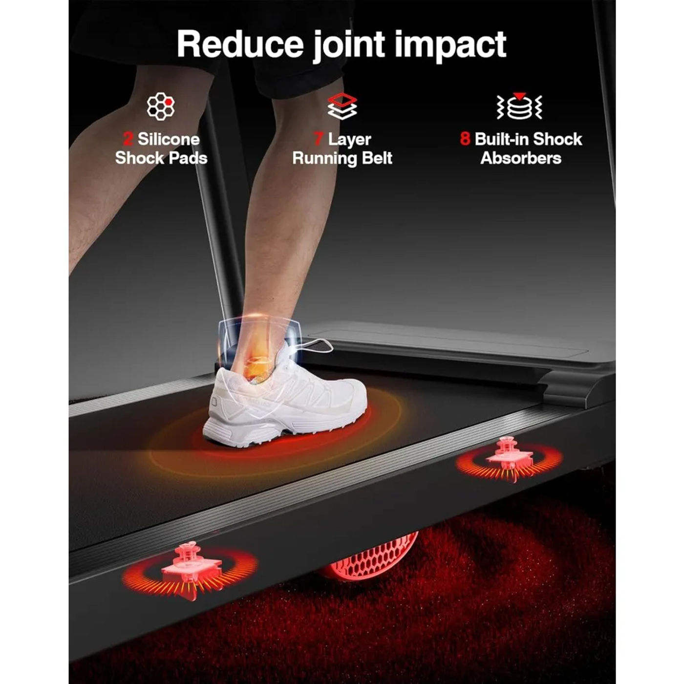 Description Picture 3 of itemTreadmills for Home, 3.0HP Quiet Brushless Folding Treadmill with Heart Rate Sensor, Dual Cushion System, 300lbs Weight Capacity