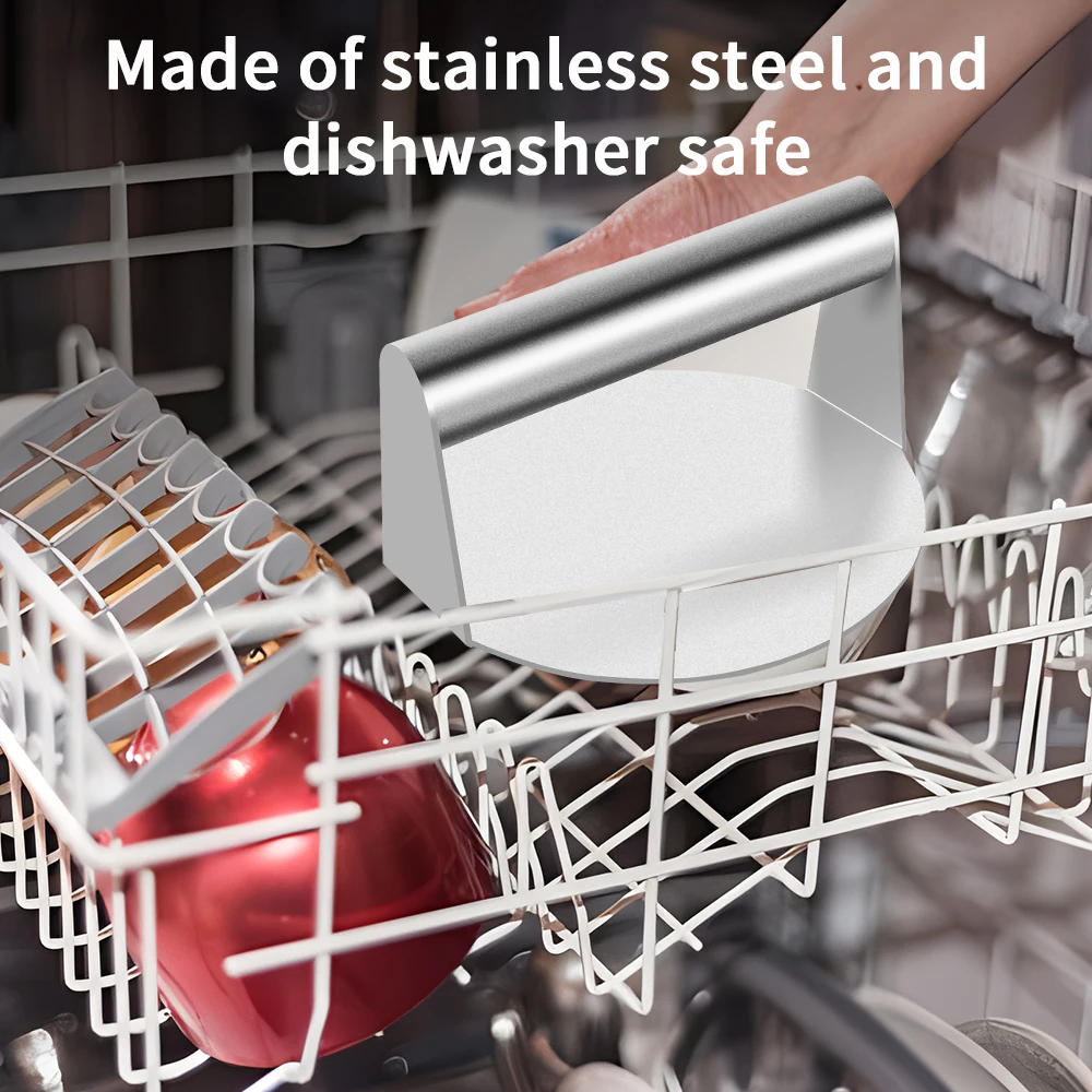 Description Picture 4 of itemStainless Steel Smash Burger Press Hamburger Patties Meat Masher Circular Meat Press Mold for Deli Meats Kitchen Accessories