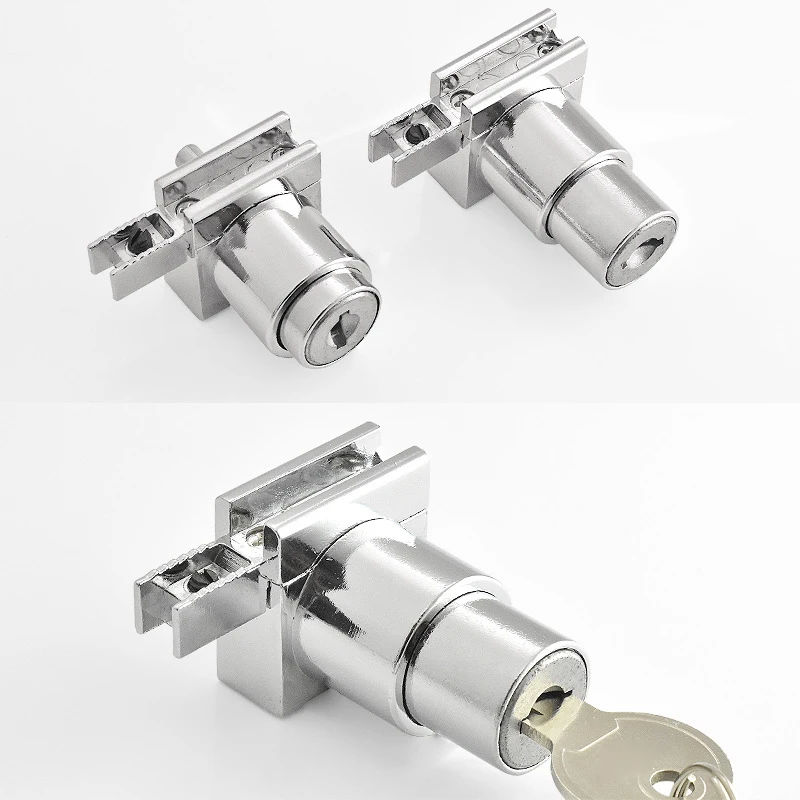 Description Picture 6 of itemShowcase Glass Door Lock Display Cabinet Single Door Cylinder Rim Security Lock With Keys Sliding Door Lock Hardware