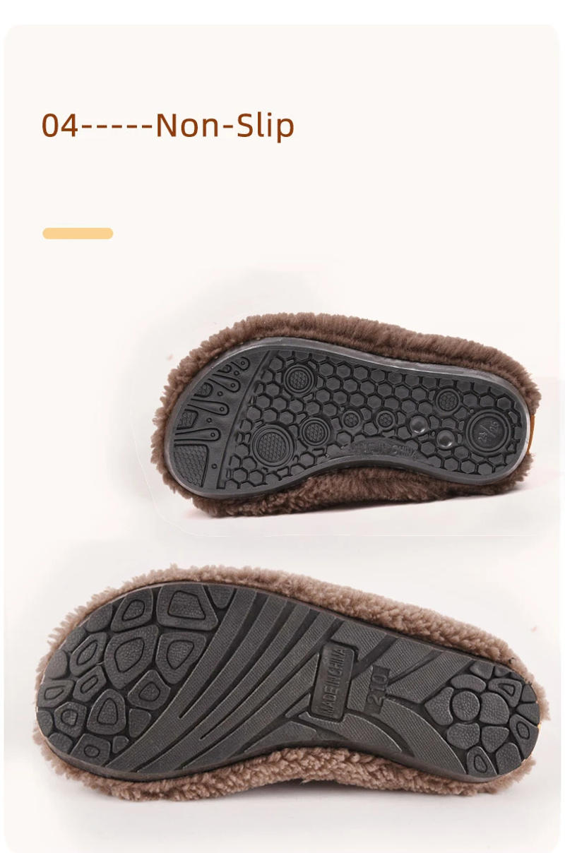 Description Picture 6 of itemChildren Cotton Slippers Solid Warm Kids Winter Home Shoes Boys Girls Plush Floor Shoes Indoor Soft Sole Anti-slip Cotton Shoes