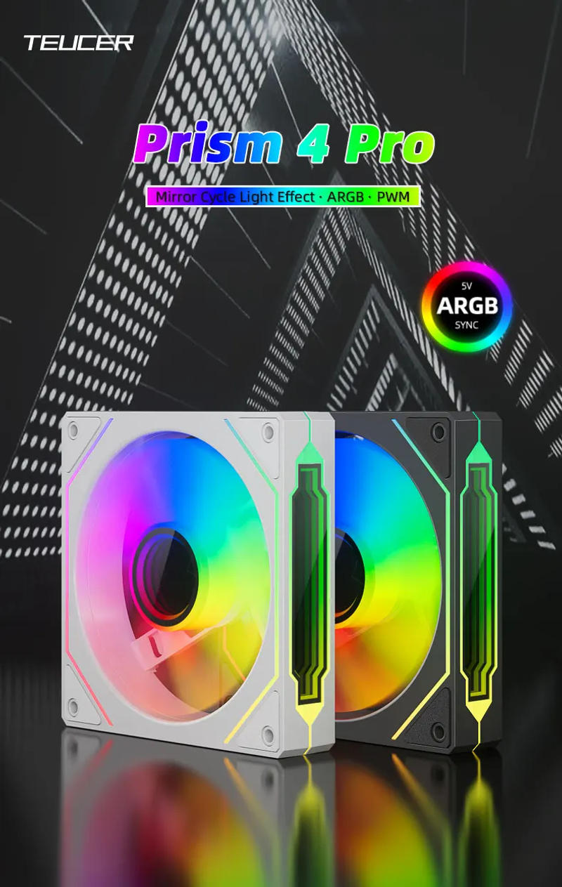 Description Picture 2 of itemTEUCER Prism4 Pro ARGB Fan 120mm PC Case Fan Kit 4pin PWM CPU Cooling Fans 3pin 5v RGB 12cm Gaming Computer Fan