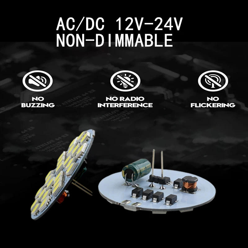 Description Picture 6 of itemMini G4 Back Pin Round Board LED Bulb DC 12V 24V 1W 2W 3W Cold Warm White Lamp For Car Boat Home Spotlight Cabinet Lighting