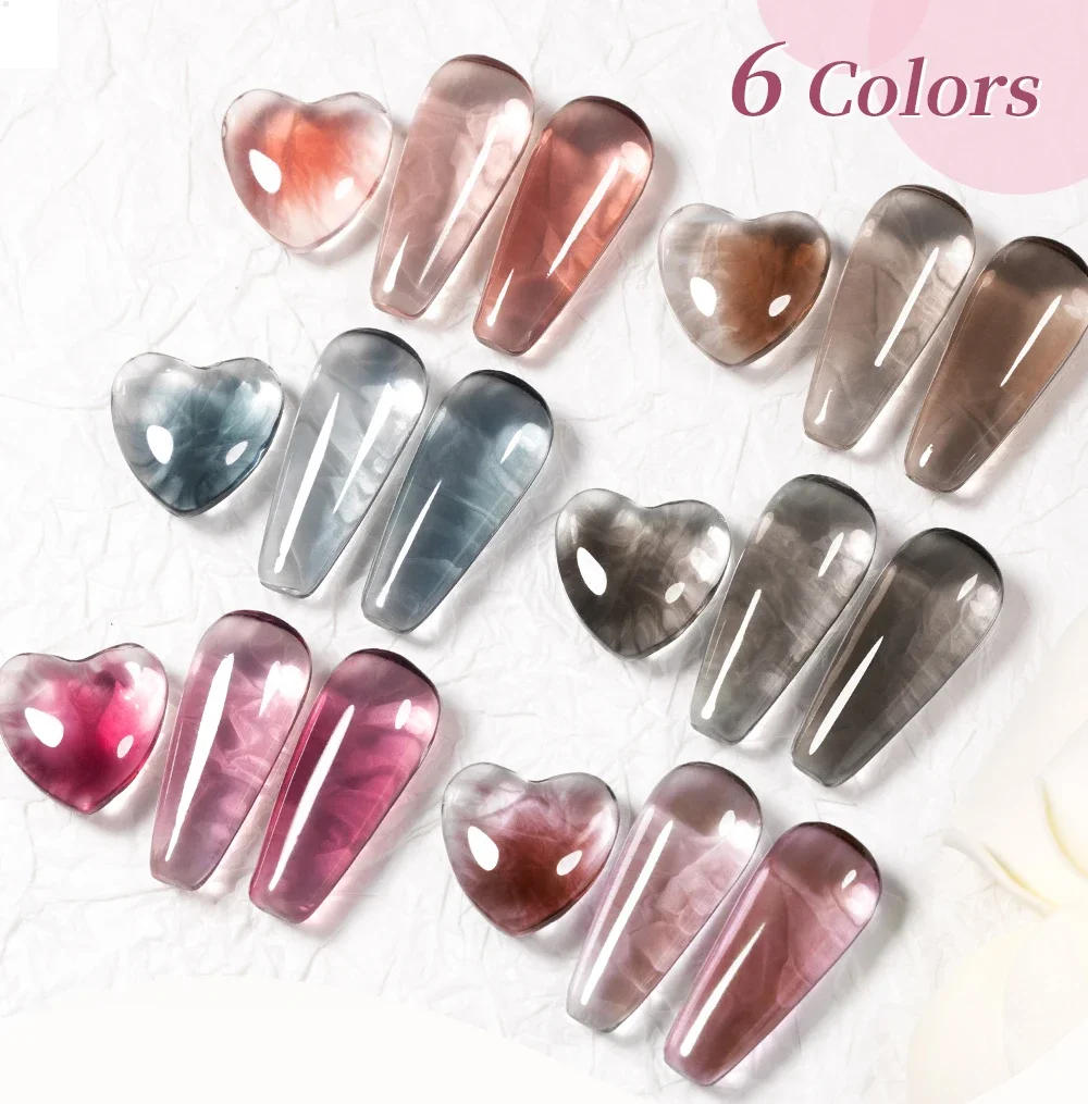 Description Picture 2 of itemBOZLIN 6 Colors Soot Coloured Glaze Gel Semi-transparent Jelly Nude Nail Art Nail Supplies Soak off UV LED Nails Gel Varnish