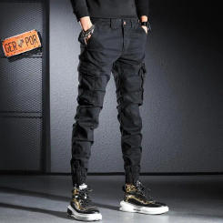 Spring and Autumn Workwear Pants Men's Fashion Brand Leggings Multi Pocket Casual Pants Korean Fashion Versatile Men's Pants