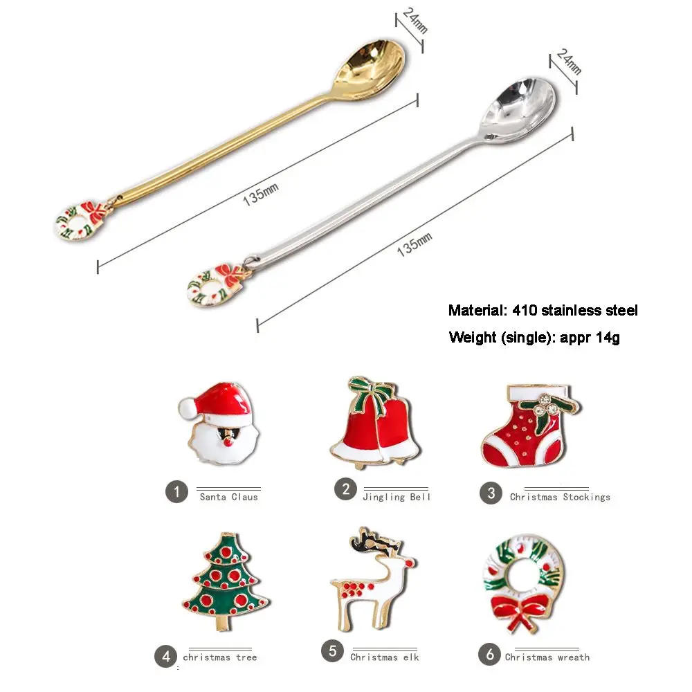 Description Picture 2 of item6PCS Coffee Spoon & Fork Sets Coffee Spoon Creative Dessert Tea Spoon Shovel Christmas Gift BoxStirring Spoon Christmas Gift