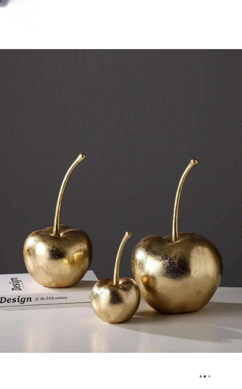 Description Picture 6 of itemResin Crafts Golden Apples Fruit Sculptures Apple Ornaments Cherry Decorative Figurines Home Decoration Accessories