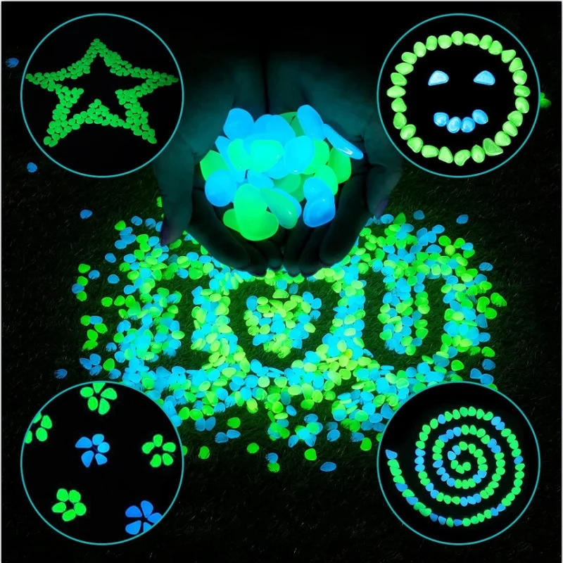 Description Picture 6 of item50/100/200Pcs Glow in the Dark Pebbles For Sidewalk Garden Terrace Lawn Garden Patio Fish Tank Aquarium Decoration Glow Stone
