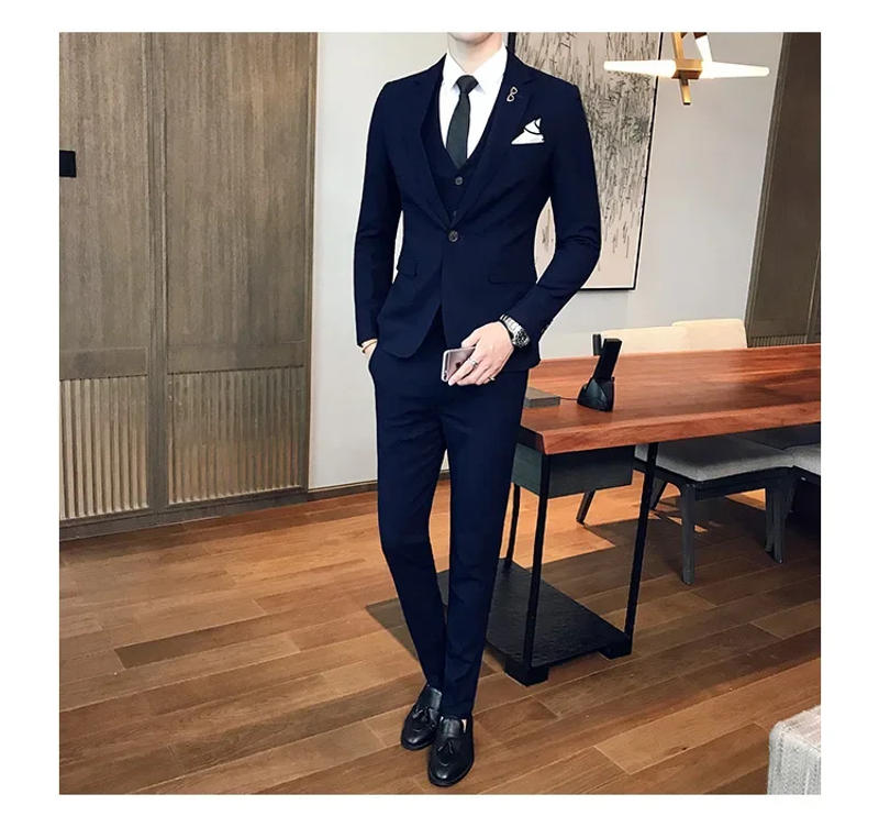 Description Picture 6 of itemWedding Suits for Men (Blazer+ Vest + Pants) Men's Fashion Business Wedding Professional Dress of Striped Gentleman Groom Dress