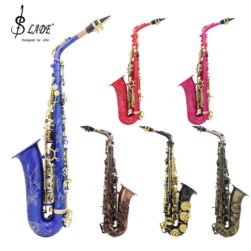 Description Picture 5 of itemSLADE Alto Saxophone Eb Professional Woodwind Instrument Brass Gold Lacquer Eb E Flat Alto Sax With Case Parts & Accessories