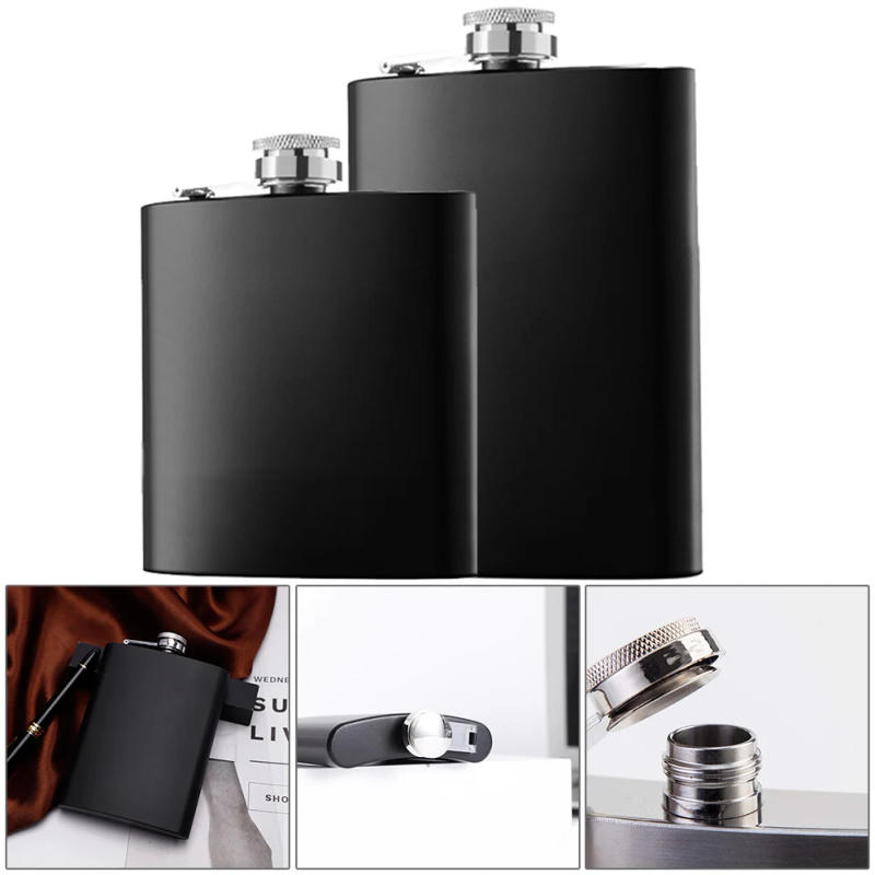 Description Picture 6 of item6/8oz Hip Flask Camping Fishing Liquor Pocket Replacement Spare Parts Stainless Steel Accessories Black Whiskey