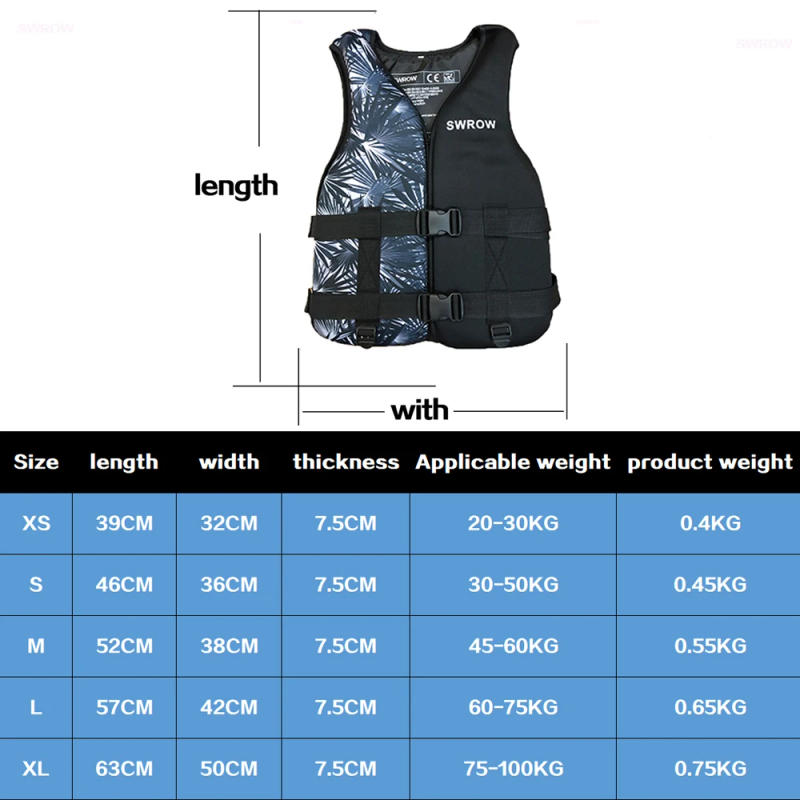 Description Picture 2 of itemNeoprene Life Jacket for Adult Survival Swimsuit Kayak Rafting Boating Drifting Buoyancy Safety Life Vest Life Jacket