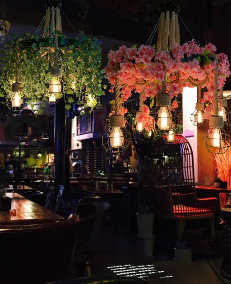 Description Picture 2 of itemCreative Personality Pendant Lights Green Plants Ceiling Chandelier Cafe Dining Room Music Bar Indoor Art Decoration Luminarias