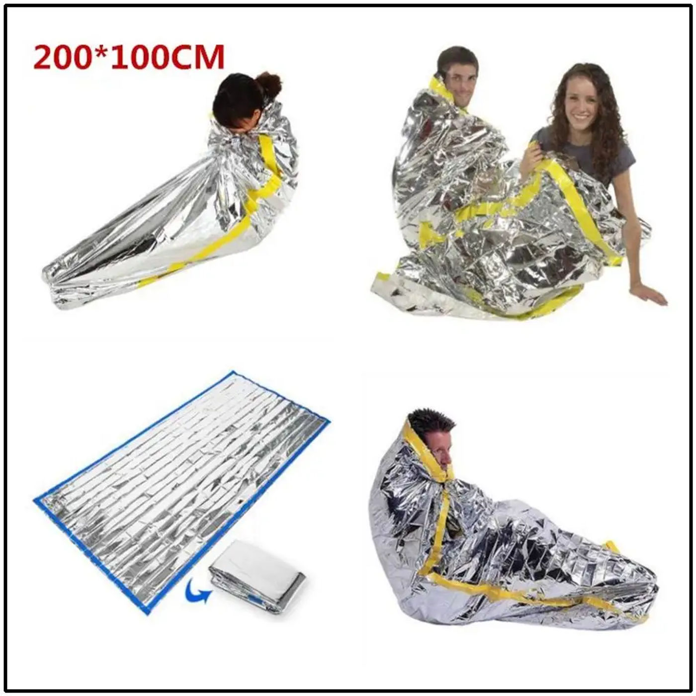 Description Picture 6 of itemOutdoor Life Emergency Sleeping Bag Thermal Keep Warm Waterproof Mylar First Aid Emergency Blanke Camping Survival Gear