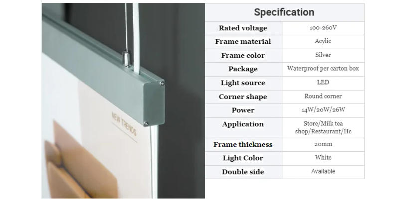 Description Picture 3 of itemhamburger billboard led backlit picture photo frame aluminum light box ceiling led light box custom acrylic lightbox