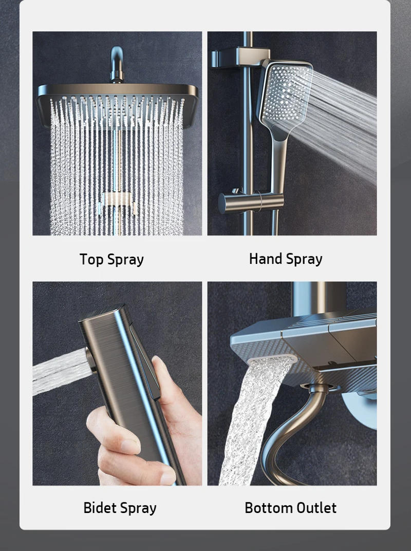 Description Picture 4 of itemRain Shower Bath Mixer Faucet Bathroom LED Digital Hot Cold Shower System Set Bathtub Wall Mount Modern Bidet Spray Tap Grifos