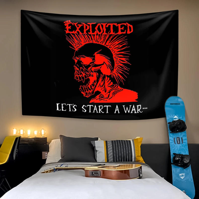 Description Picture 4 of itemPunk Music Band Tapestry Exploiteds Home Decoration Wall Hanging Bedroom Dormitory Background Party Backdrop Friend Present