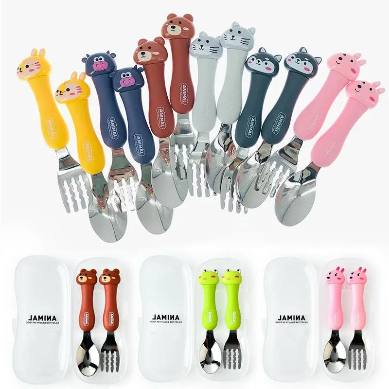 Description Picture 3 of itemTableware Cartoon Kids Spoon Fork Set Dessert Spoon for Children Fork Baby Gadgets Feed Kid Children's Cutlery for Kids Boxless
