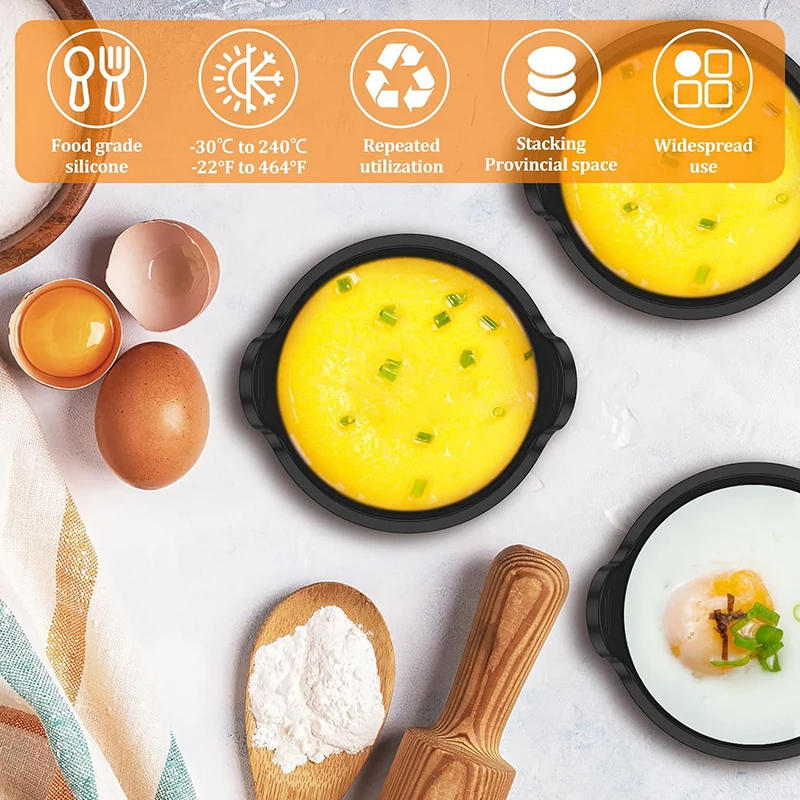 Description Picture 5 of itemAir Fryer Egg Poacher Cups Egg Poaching Maker Silicone Cake Muffins Cupcakes Mould Custard Tart Pie Desserts Baking Mold