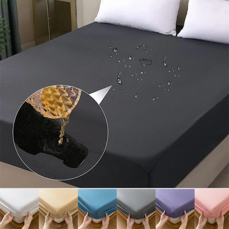 Description Picture 2 of itemWaterproof Mattress Protector Breathable Smooth Mattress Cover Anti-mite Bed Cover Twin Queen King Size Bed Elastic Fitted Sheet