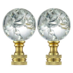 2Pcs Brass Lamp Shade Finials Decorative Caps Knobs Glass Lighting Cresting