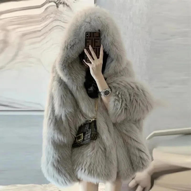 Description Picture 6 of itemWomen Outerwear 2024 Winter Internet Celebrity Explosion Street Lazy Style Environmentally Friendly fox fur Imitation fur Plush