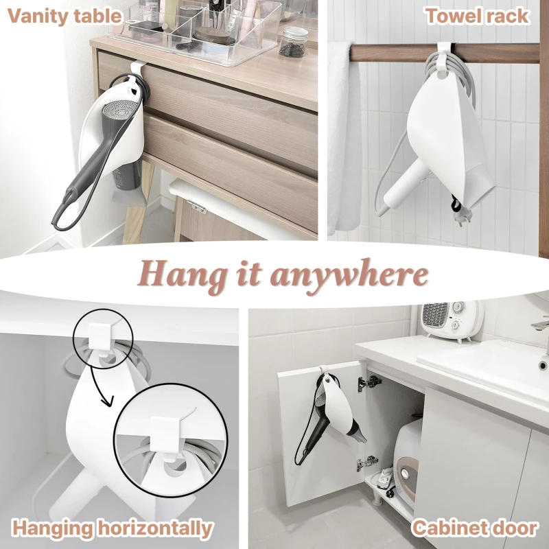Description Picture 3 of itemHair Dryer Holder Wall Dryer Cradle Straightener Stand Hairdryer Organizer Box Toilet Blower Holder Shelf Bathroom Accessories