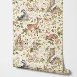 Cute Forest  Wallpaper, Light Animal Wallpaper Peel and Stick, Non woven Wall Papers For Kid's Room